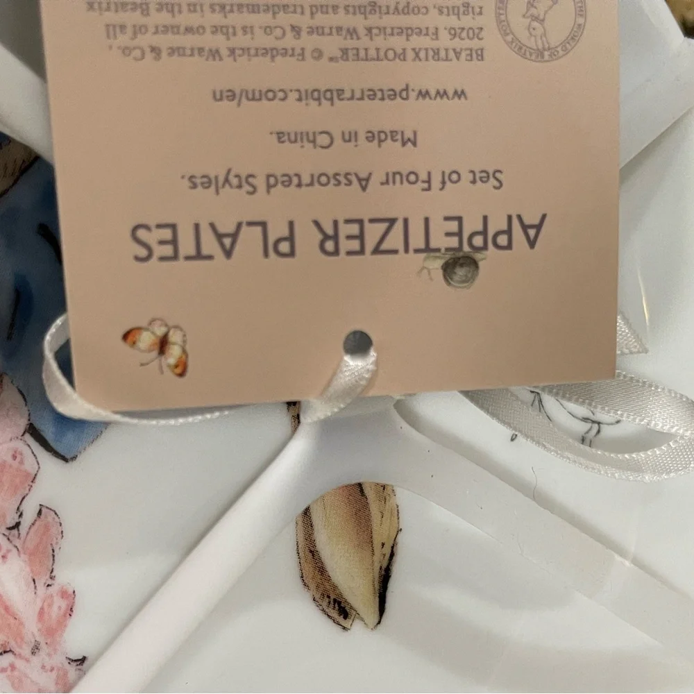 Beatrix Potter Peter Rabbit Appetizer Plate set of 4 - Brand new  6” plates - Picture 4 of 10